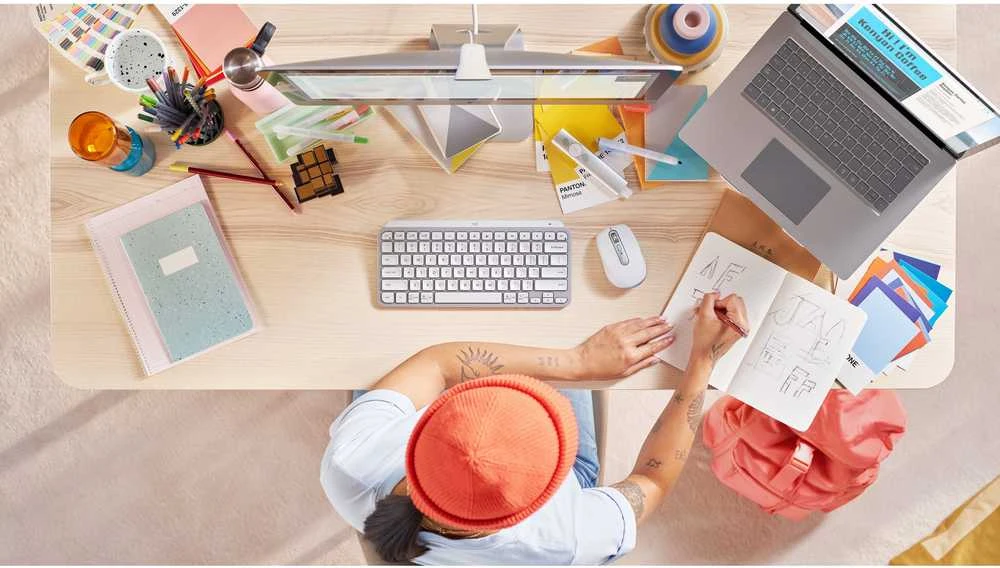 Minimalistinė Belaidė Klaviatūra su apašvietimu Logitech MX Keys Mini, Pilkos spalvos, US tarptautinis (Qwerty) išdėstymas