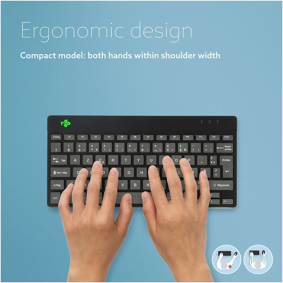R-GO COMPACT BREAK ERGONOMIŠKA - Klaviatūra AZERTY (FR) BLUETOOTH B