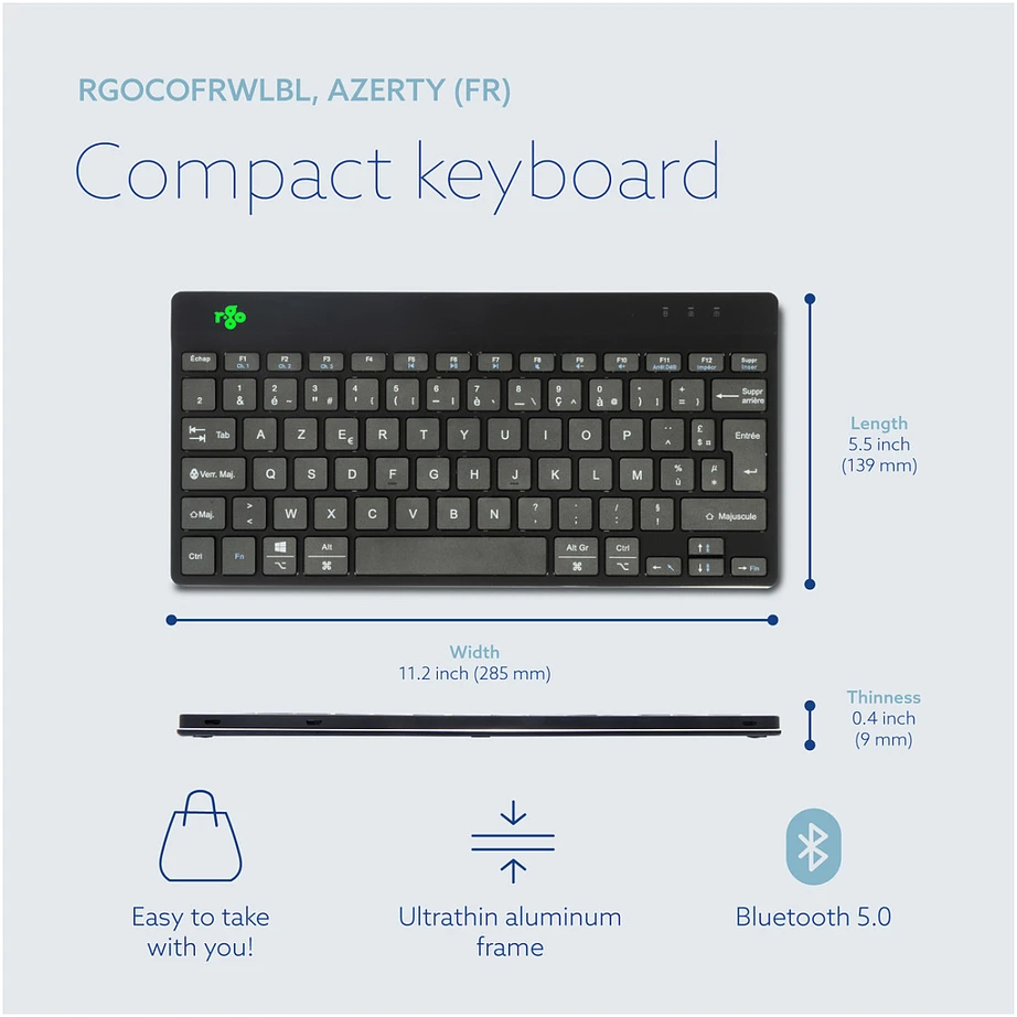 R-GO COMPACT BREAK ERGONOMIŠKA - Klaviatūra AZERTY (FR) BLUETOOTH B