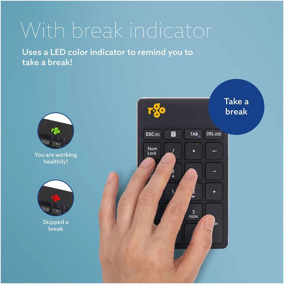 Klaviatūra R Go Tools R-GO NUMPAD BREAK ERGONOMIC - NUMERIC WIRELESS KEYPAD Juodas