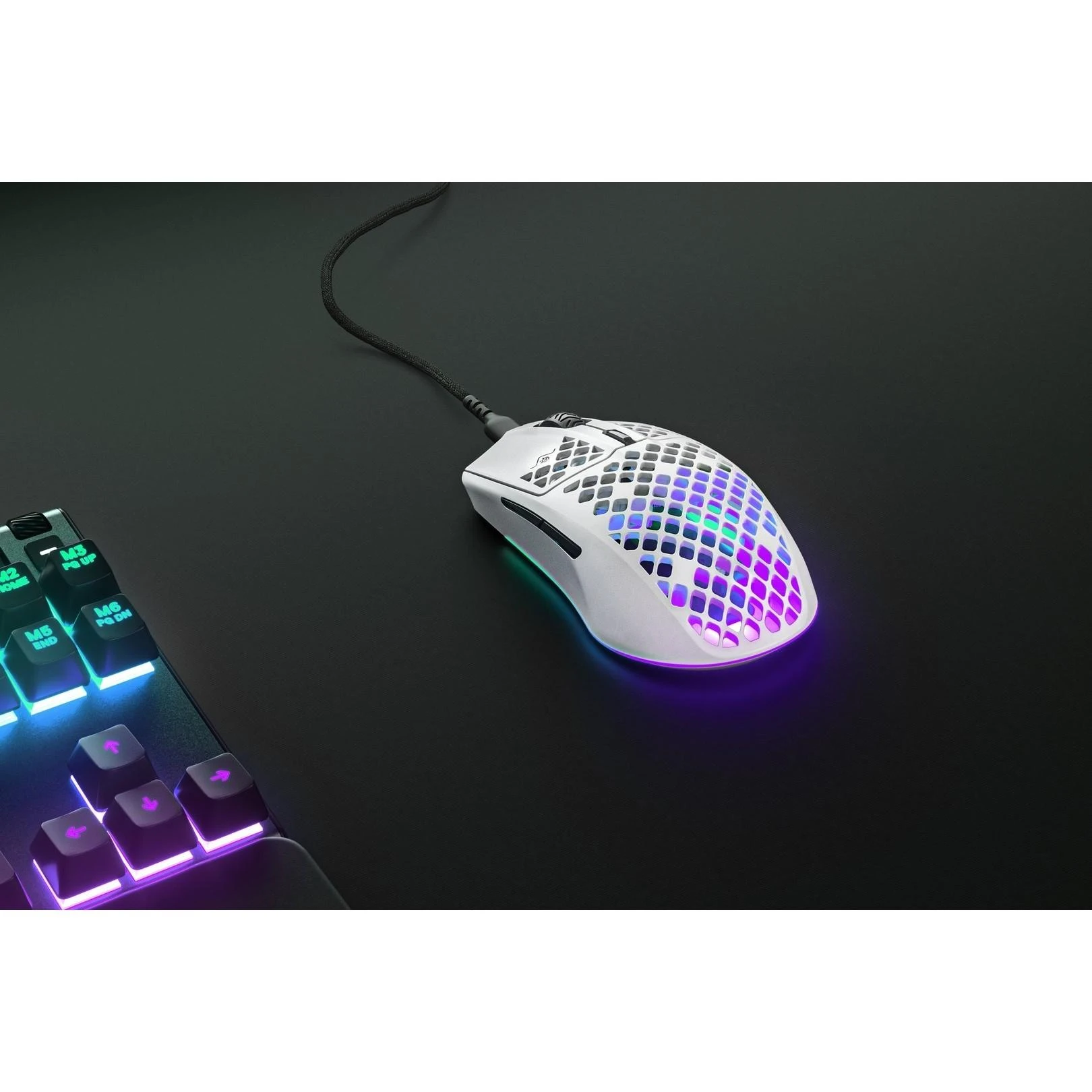 Žaidimų pelė SteelSeries Aerox 3 Snow 2022, Baltos spalvos