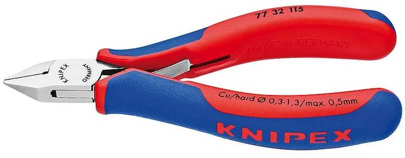 „Knipex“ tikslūs šoniniai pjaustytuvai, 0,3–1,3 mm, ilgis 115 mm Cu (77 32 115)