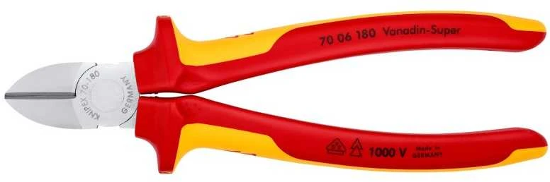 Žnyplės šoninio kirpimo VDE 180mm, Knipex