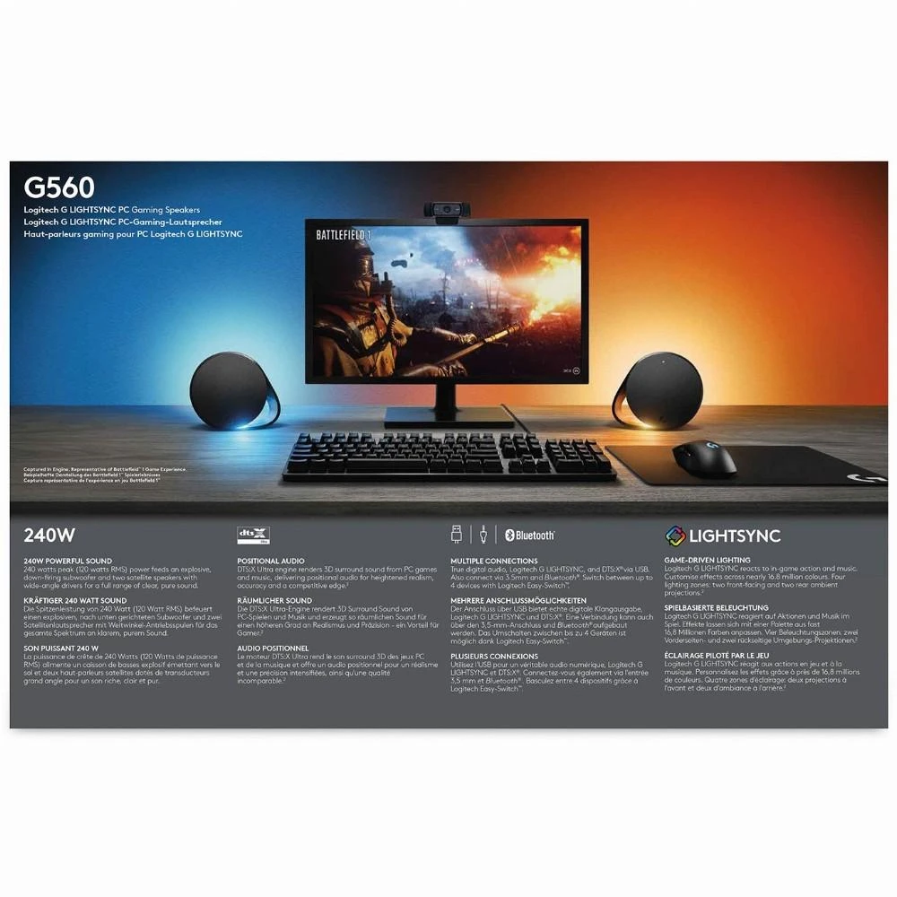Kompiuterio kolonėlės Logitech G560 2.1 kanalai 120 W Juoda