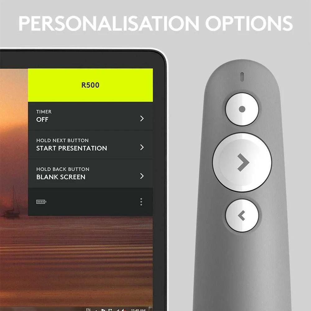 Logitech R500s lazerinis Presentation Remote Nuotolinio valdymo pultas, Mid Pilkas