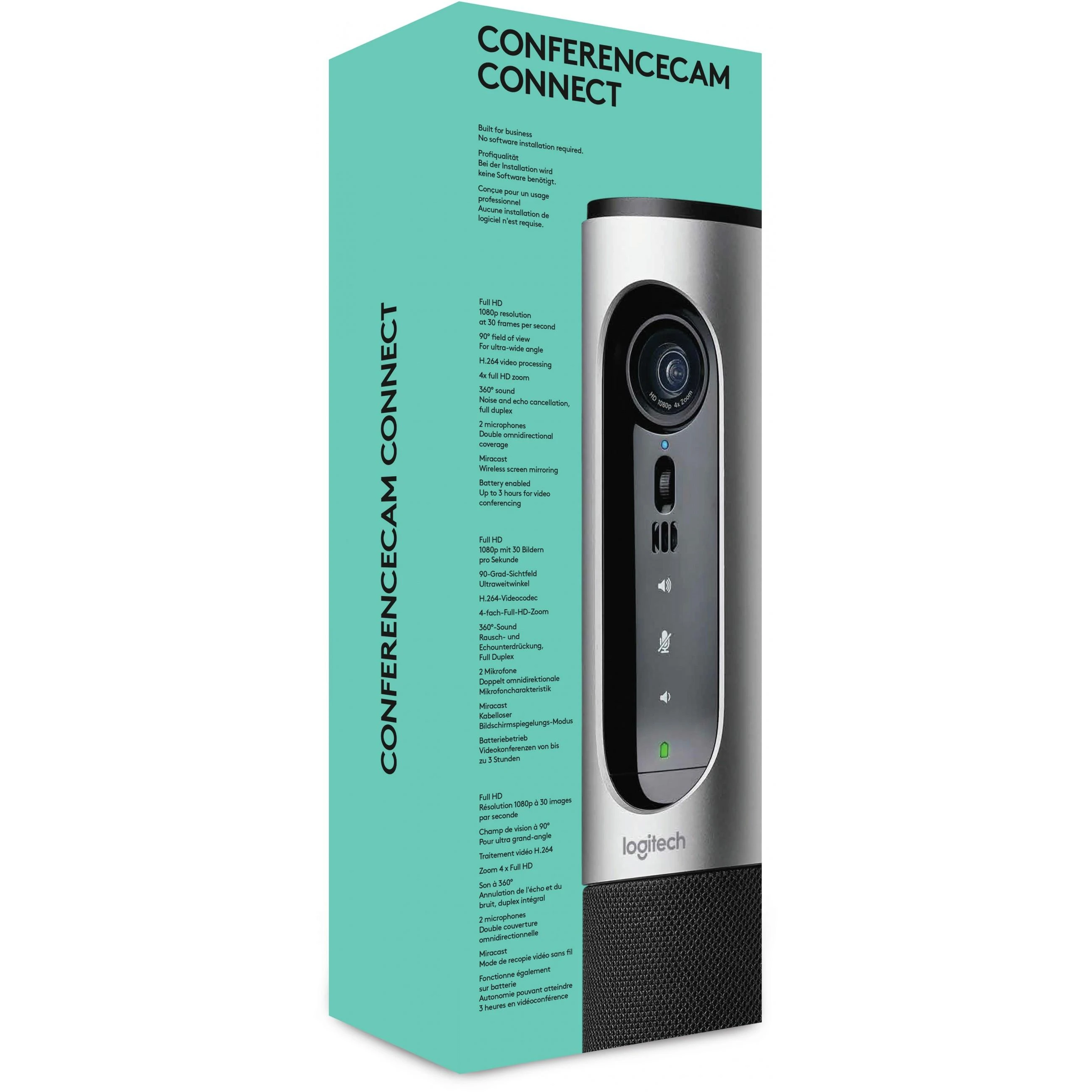 Logitech Connect, Video konferencijų sistema/ Full HD 1080p/nešiojama/USB/Skype for Business/Compatible Cisco