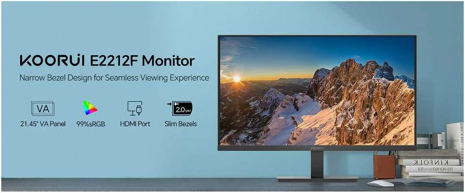 Monitorius KOORUI ESSENTIAL E2212F - 1920x1080 6ms 100Hz 3000:1 250nit