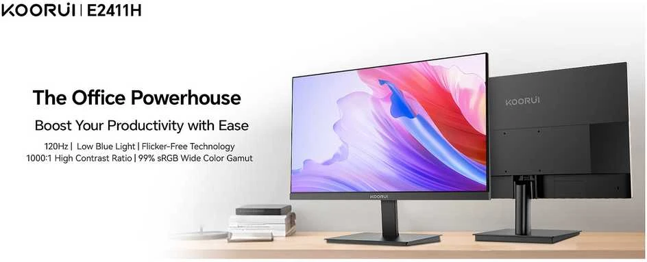 Monitorius KOORUI ESSENTIAL E2411H - 1920 x 1080 IPS 120 Hz 6 ms 16:9