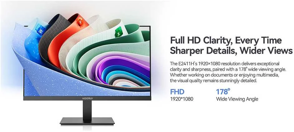 Monitorius KOORUI ESSENTIAL E2411H - 1920 x 1080 IPS 120 Hz 6 ms 16:9
