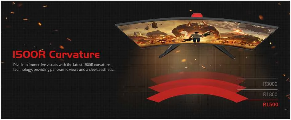 Gaming Monitorius KOORUI G3221SC - Curved 170Hz 1ms 3000:1 DP/HDMI