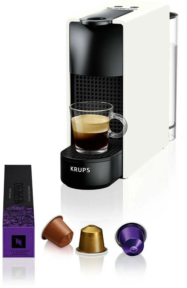 Kavos aparatas kapsulinis Krups Nespresso Essenza Mini XN1101 (1260W, baltos spalvos)
