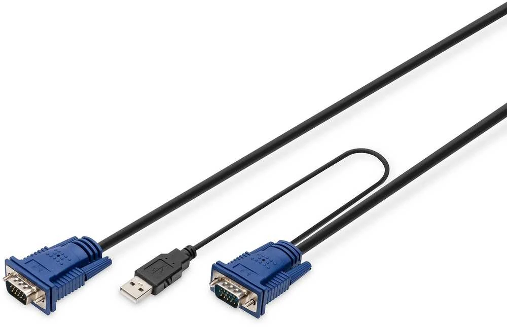 Assmann Electronic DIGITUS KVM laidas PS2 ir USB konsolėms su KVM 1xHD-15/M 1xVGA HD-15/M 2xPS2 1x USB 3m