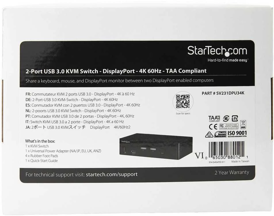 Jungiklis StarTech StarTech 2 PT DISPLAYPORT KVM / IN