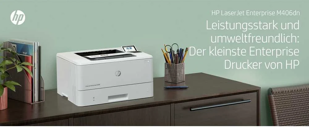 Hewlett Packard (HP) HP LaserJet Enterprise M406dn Spausdintuvas - A4 Mono lazerinis, Print, Auto-Duplex, LAN, 38ppm, 900-4800 pages per month