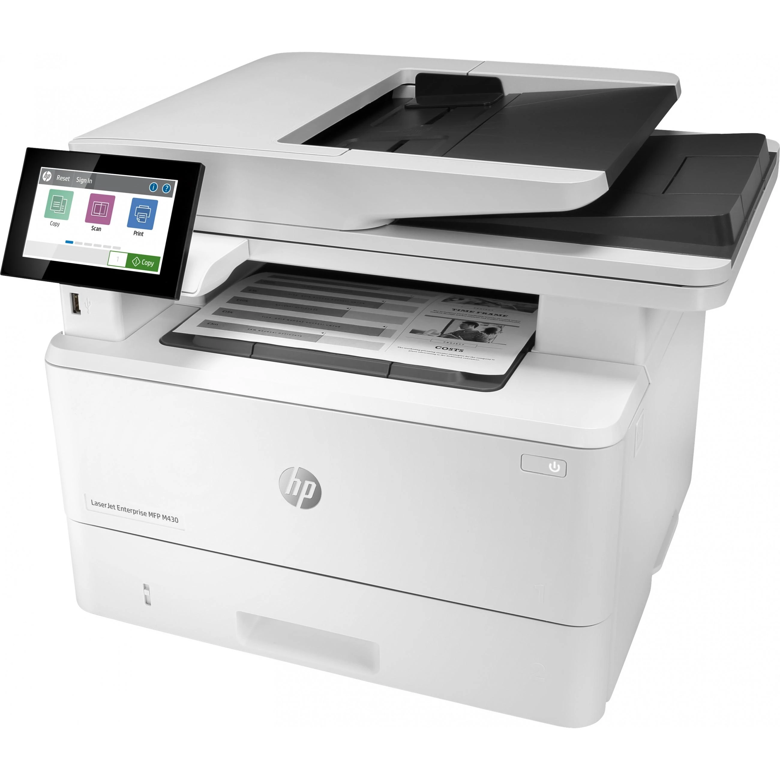 Hewlett Packard (HP) HP LaserJet Enterprise MFP M430f AIO All-in-One Spausdintuvas - A4 Mono lazerinis, Spausdinti/Kopijuoti/Dual-Side Scan/Faksas, Automatinis dokumentų tiektuvas, Auto-Duplex, LAN, 38ppm, 900-4800 pages per mėnuo (pakeičia M521f / M521dn)