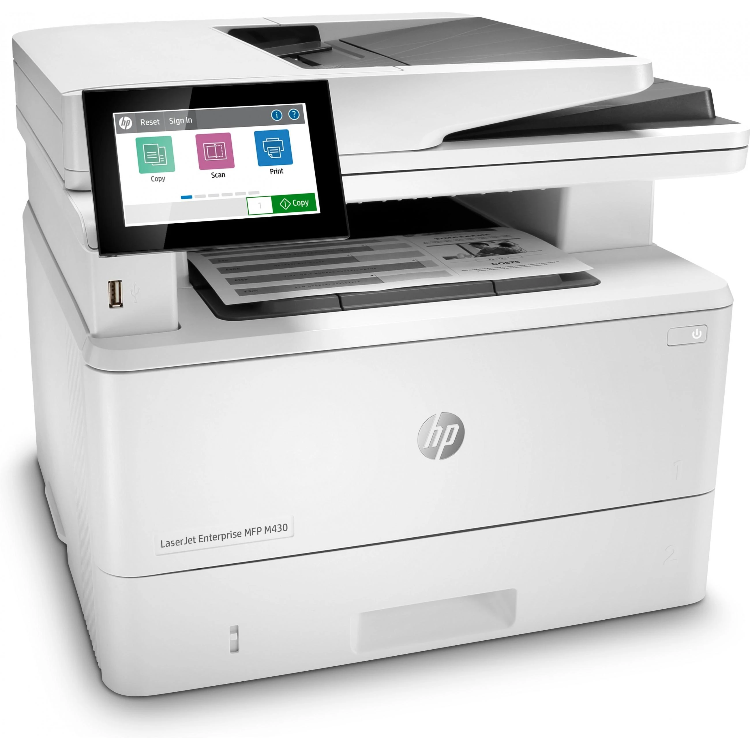 Hewlett Packard (HP) HP LaserJet Enterprise MFP M430f AIO All-in-One Spausdintuvas - A4 Mono lazerinis, Spausdinti/Kopijuoti/Dual-Side Scan/Faksas, Automatinis dokumentų tiektuvas, Auto-Duplex, LAN, 38ppm, 900-4800 pages per mėnuo (pakeičia M521f / M521dn)