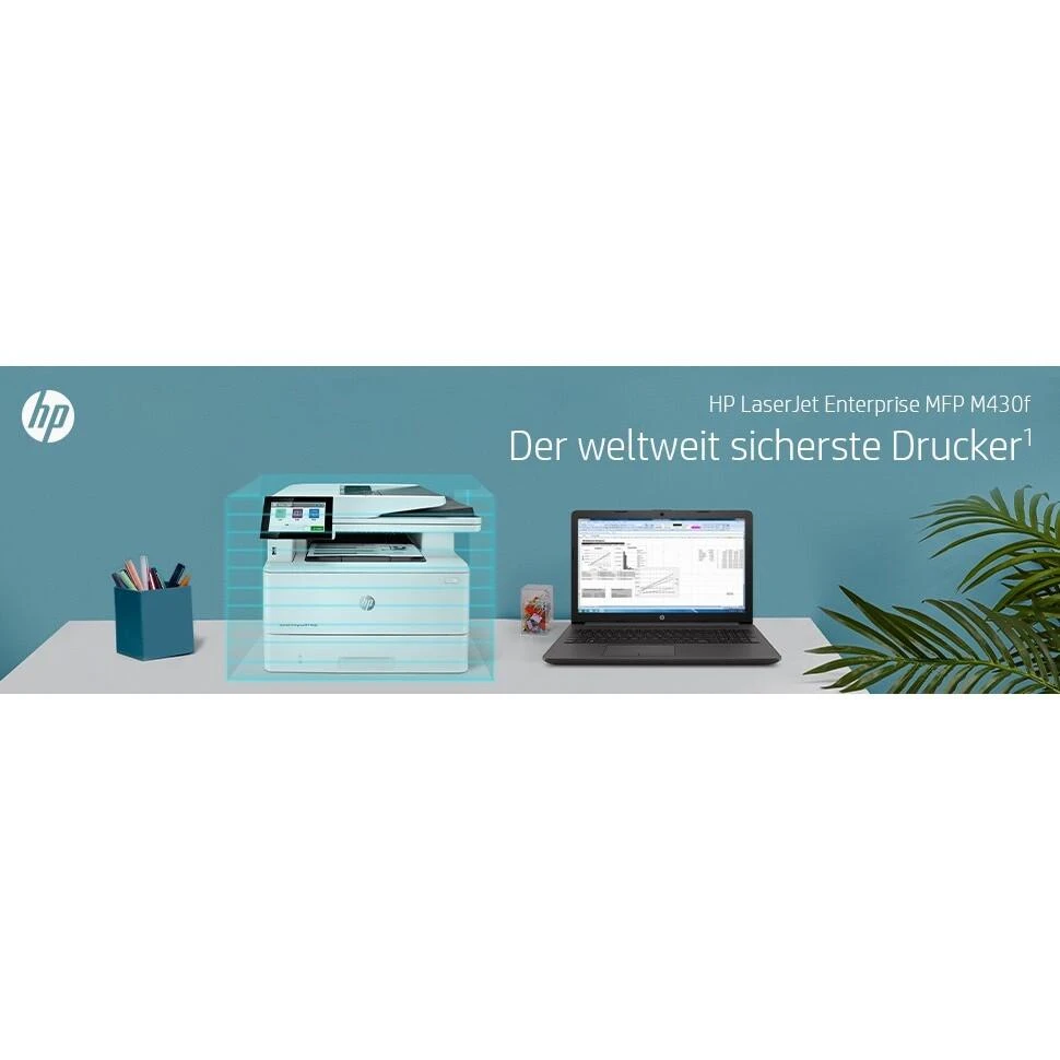 Hewlett Packard (HP) HP LaserJet Enterprise MFP M430f AIO All-in-One Spausdintuvas - A4 Mono lazerinis, Spausdinti/Kopijuoti/Dual-Side Scan/Faksas, Automatinis dokumentų tiektuvas, Auto-Duplex, LAN, 38ppm, 900-4800 pages per mėnuo (pakeičia M521f / M521dn)