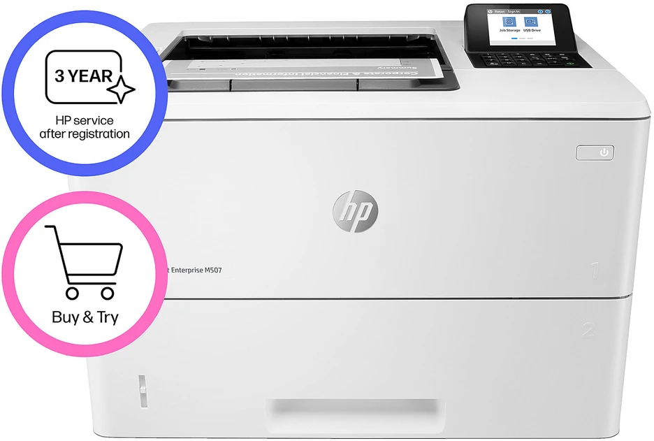Hewlett Packard (HP) HP LaserJet Enterprise M507dn Spausdintuvas - A4 Mono lazerinis, Spausdinimas, Automatinis dokumentų tiektuvas, Auto-Duplex, LAN, 43ppm, 2000-7500 puslapių per mėnesį (pakeičia M506dn)