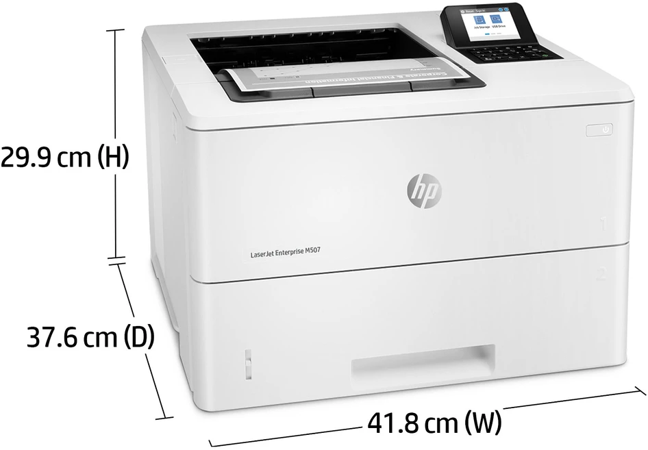 Hewlett Packard (HP) HP LaserJet Enterprise M507dn Spausdintuvas - A4 Mono lazerinis, Spausdinimas, Automatinis dokumentų tiektuvas, Auto-Duplex, LAN, 43ppm, 2000-7500 puslapių per mėnesį (pakeičia M506dn)