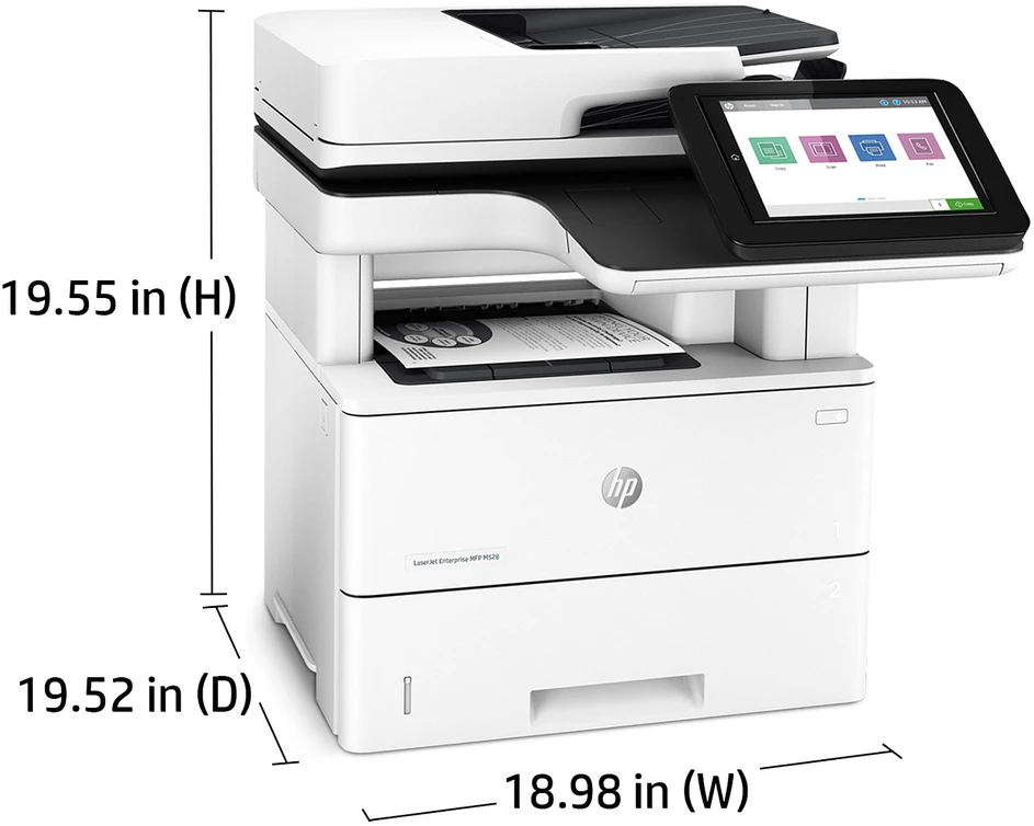 Hewlett Packard (HP) HP LaserJet Enterprise MFP M528dn AIO All-in-One Spausdintuvas - A4 Mono lazerinis, Spausdinimas/Kopijavimas/Dual-Side Scan/Faksas pasirinktinai, Automatinis dokumentų tiektuvas, Auto-Duplex, LAN, 43ppm, 2000-7500 pages per mėnesį (pakeičia M527dn)