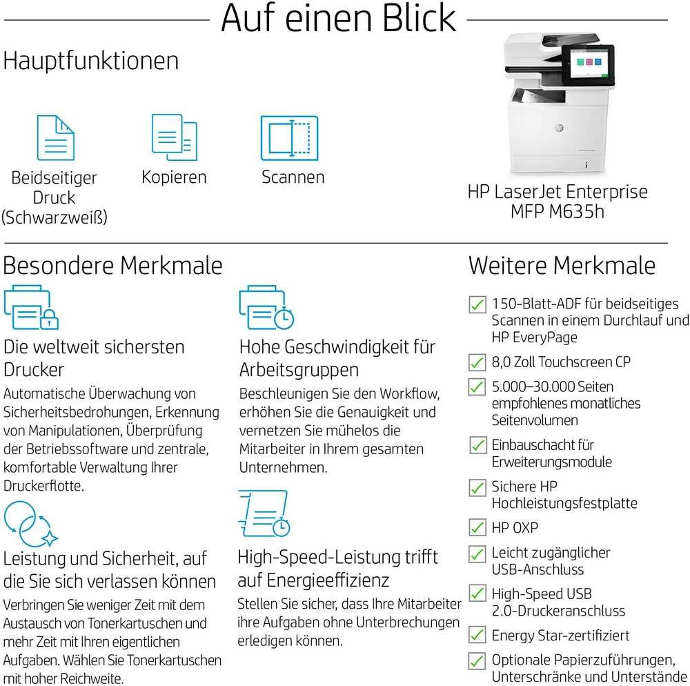 Spausdintuvas „HP LaserJet Enterprise MFP M635h“ (7PS97A)