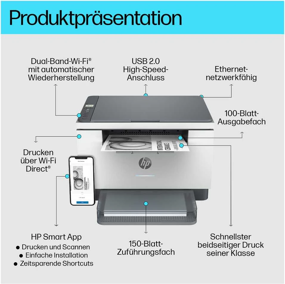 Spausdintuvas Hewlett Packard (HP) HP LaserJet Pro M234dw S/W-Lazerinis Scanner Kopierer LAN WLAN