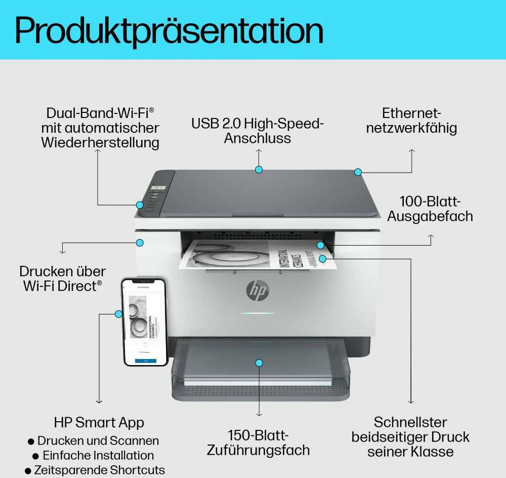 Spausdintuvas Hewlett Packard (HP) HP LaserJet Pro M234dw S/W-Lazerinis Scanner Kopierer LAN WLAN