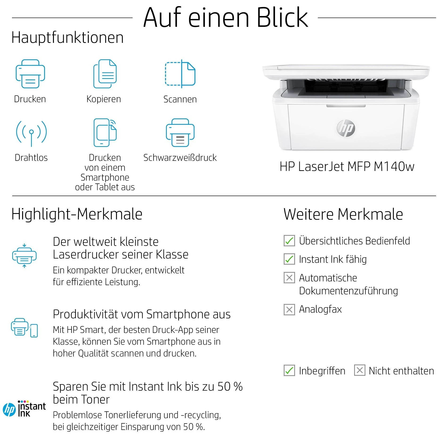 Hewlett Packard (HP) HP LaserJet MFP M140w Spausdintuvas, Juodas and baltas, Spausdintuvas for Small office, Print, copy, scan, Scan to email; Scan to PDF; Compact Size