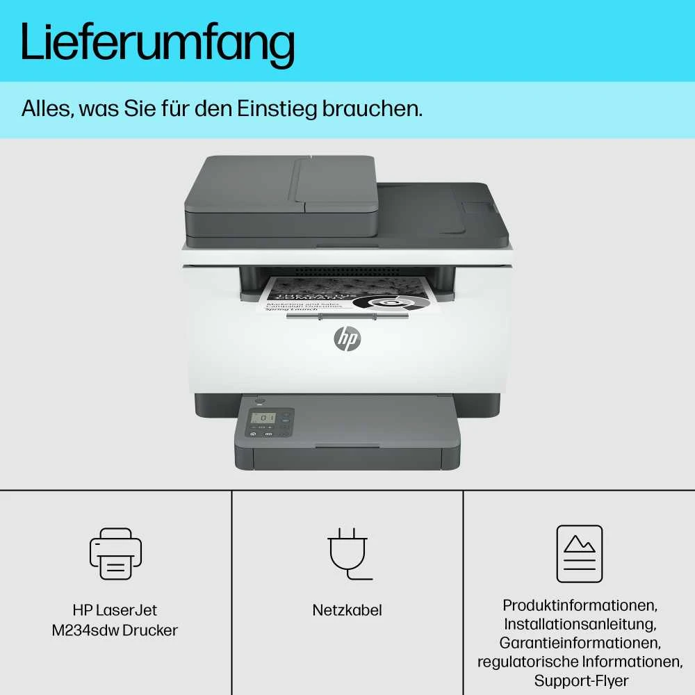 Hewlett Packard (HP) HP Enterprise HP LaserJet MFP M234sdw - Daugiafunkcis spausdintuvas - Nespalvotas - Lazerinis - Legal (216 x 356 mm) (originalas) - Legal (laikmenos) - Iki 29 psl./min. (kopijavimas) - Iki 29 psl./min. (spausdinimas) - 150 lapų - USB 2.0, LAN, Wi-Fi(n), Bluetooth (9YG05F#ABD)