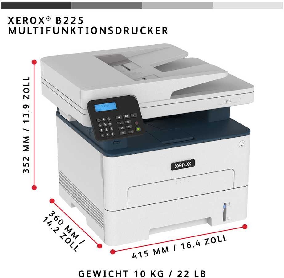 Spausdintuvas XEROX B225, Baltos/Pilkos spalvos