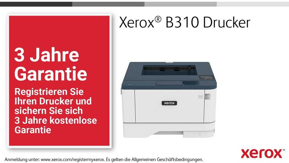Xerox B310DNI A4 nespalvotas spausdintuvas, 40 psl./min., dvipusis spausdinimas, tinklo ryšys, belaidis internetas, USB, 250 lapų popieriaus dėklas