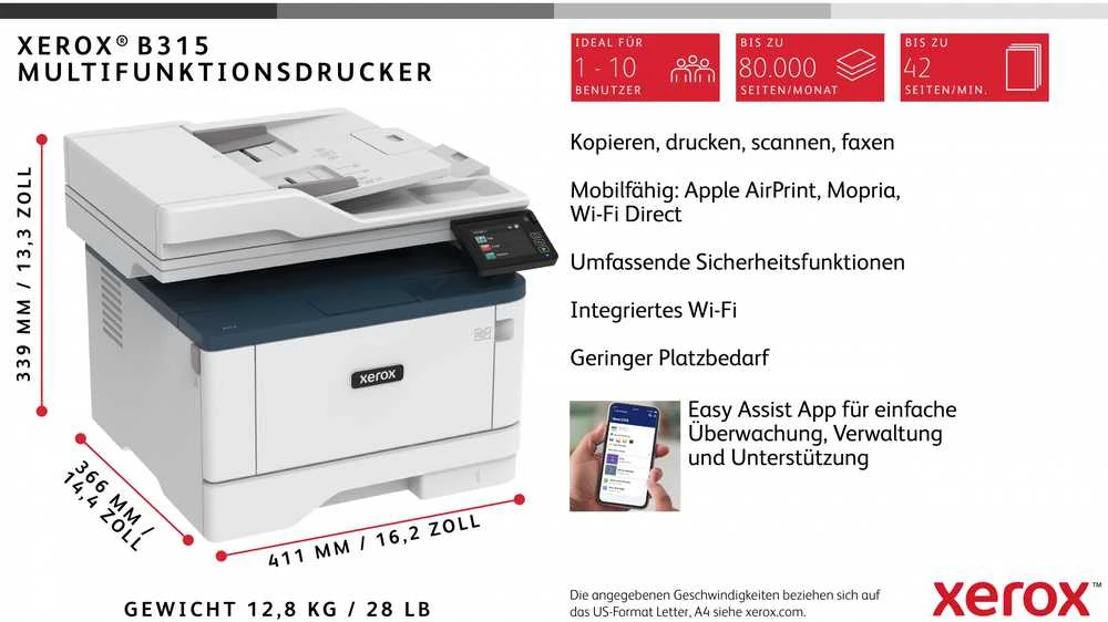 Spausdintuvas Xerox B315DNI, Baltos /Pilkos spalvos