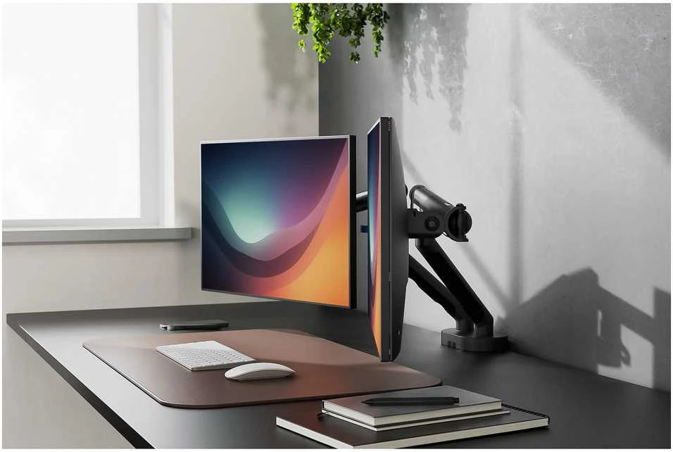 Assmann Electronic DIGITUS dvigubo monitoriaus laikiklis 2x35 colių 2x10kg mechaninė spyruoklinė VESA 75x75 100x100 Juodas