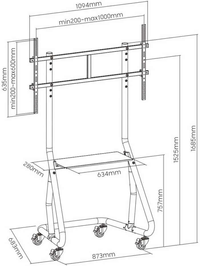 Equip TV vežimėlio laikiklis 152,40 cm (60") - 105" / 100 kg