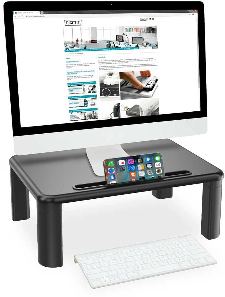Laikiklis Assmann Electronic DIGITUS Reguliuojamas stalviršis Monitorius Riser 400x280x143mm maksimali apkrova iki 10kg