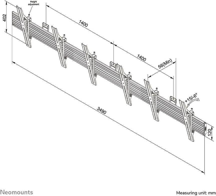 Laikiklis NewStar Neomounts NMPRO-WMB3 dreifach Menuboard Wandhalterung