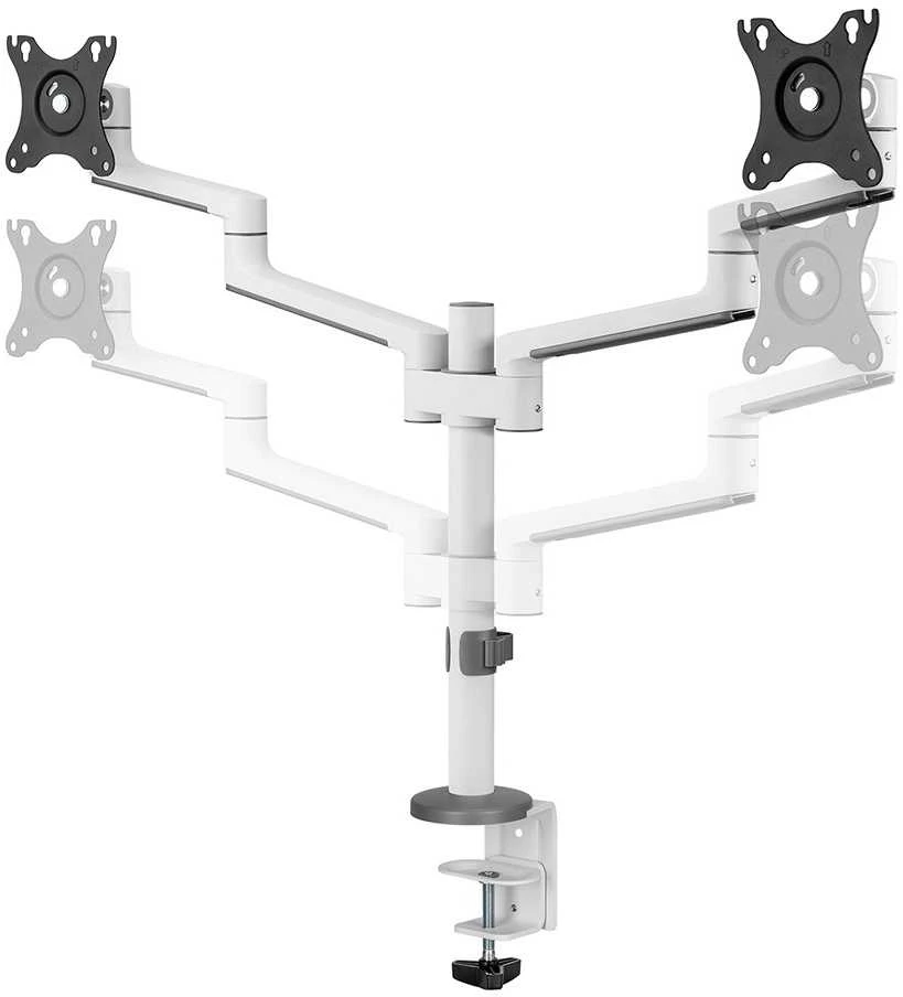 Laikiklis NEOMOUNTS SCREEN STALO MONTAVIMAS DVIEJIEMS MONITORIAMS, Baltas (CLAMP+GROMMET)