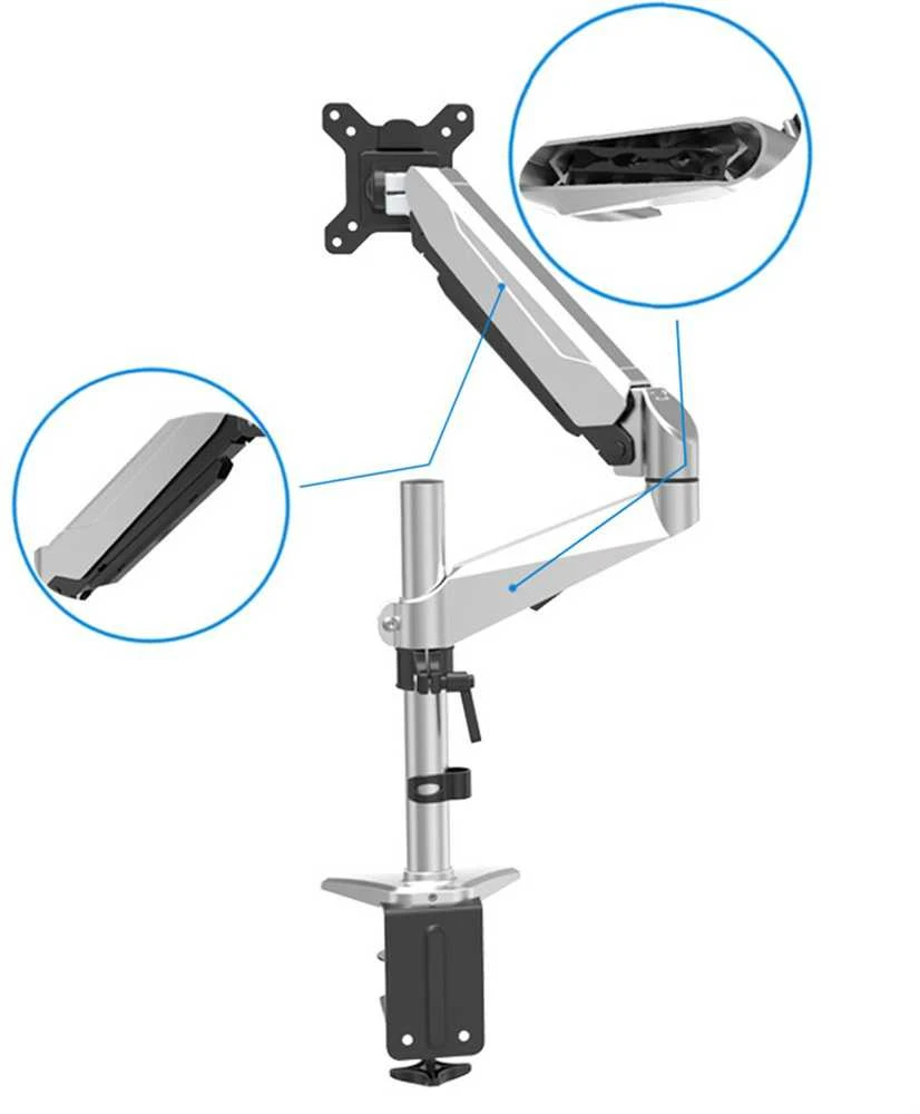 Digitus DA-90351 monitoriaus laikiklis arba stovas 68,6 cm (27″) Stalas Juoda, Sidabras