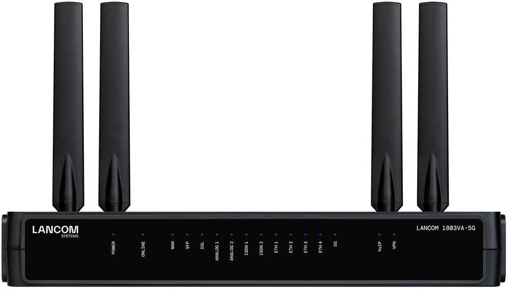 Maršrutizatorius Tinklo Įranga - LANCOM SD-WAN VoIP Tinklo Įranga 1803VA-5G 5G, 5 LAN Prievadai, 100 Mbps