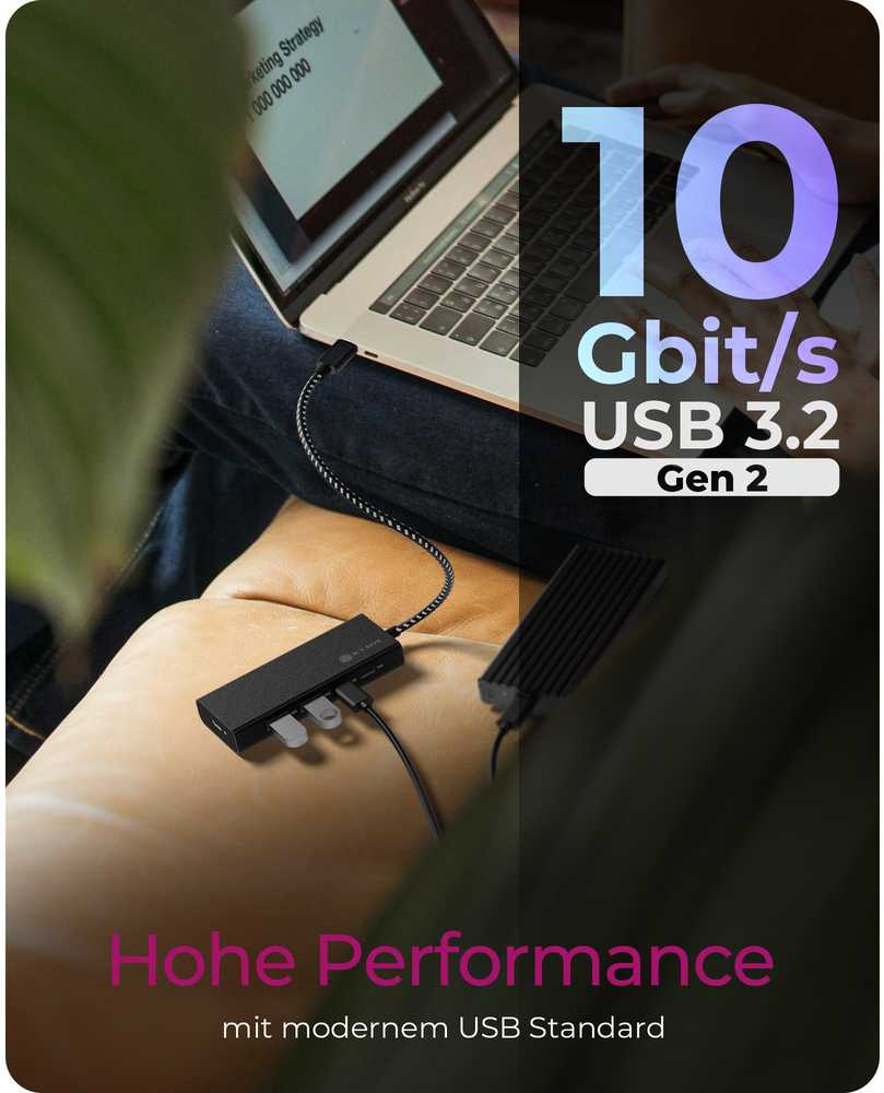 USB ŠAKOTUVAS Icy Box ICY BOX IB-HUB1436-CPD 4 prievadų USB 3.2 Gen 2, USB šakotuvas (juodas)
