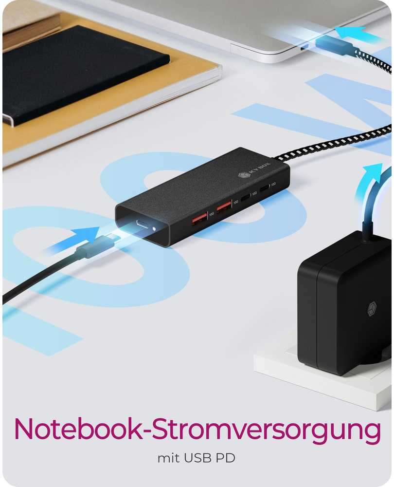 USB ŠAKOTUVAS Icy Box ICY BOX IB-HUB1436-CPD 4 prievadų USB 3.2 Gen 2, USB šakotuvas (juodas)