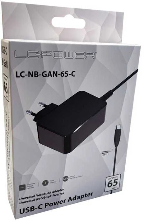 Nešiojamojo kompiuterio maitinimo adapteris LC-Power 65 W, (LC-NB-GAN-65-C)