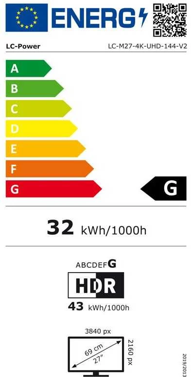 LC-Power 68,58 cm (27 colių) LC-M27-4K-UHD-144-V2 DP+HDMI 2.1 IPS monitorius
