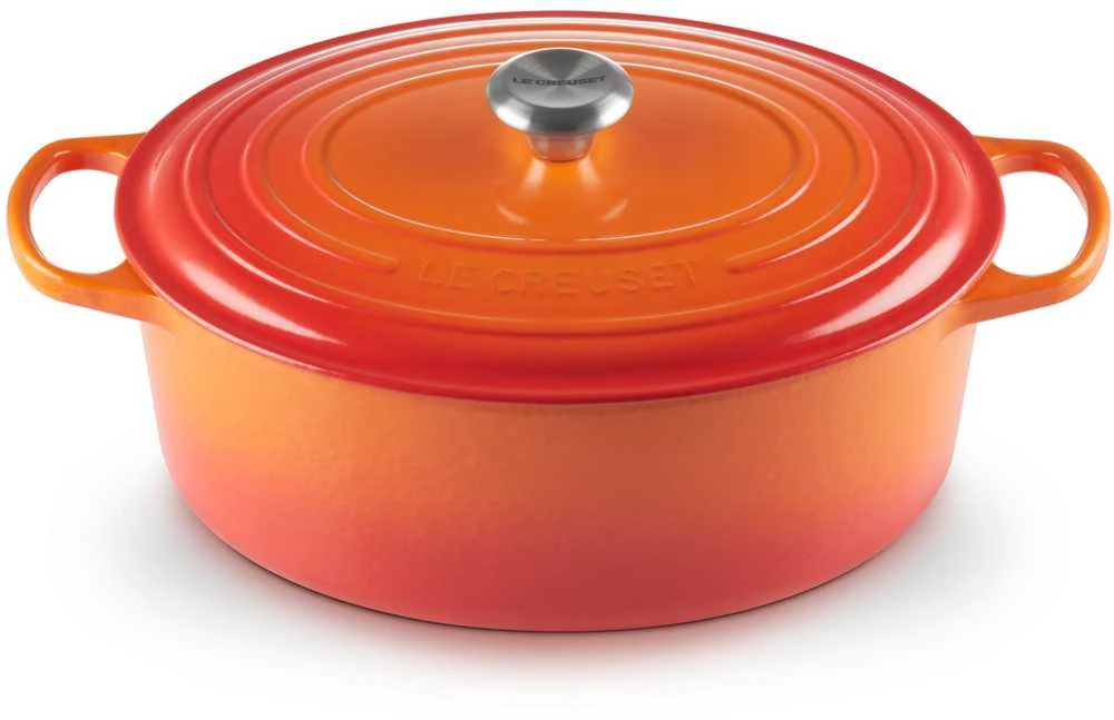 Kepimo Indas - Le Creuset Ovalus Ketaus Puodas 33 cm 7.5L Raudonas