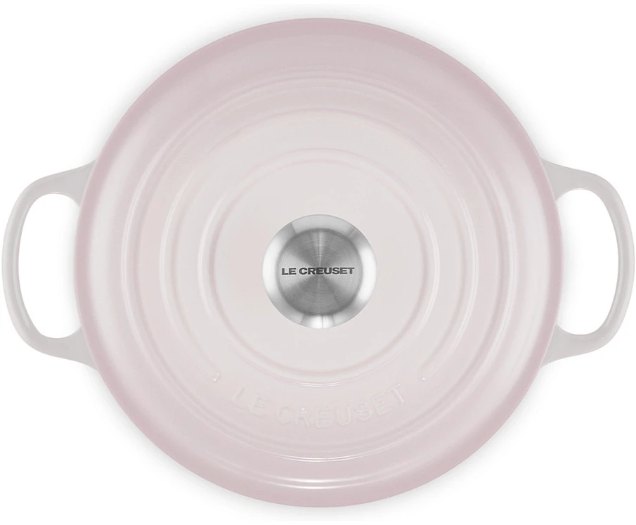 „Le Creuset Signature Puodas“ apvalus indas, 24 cm, kriauklės formos, rožinis