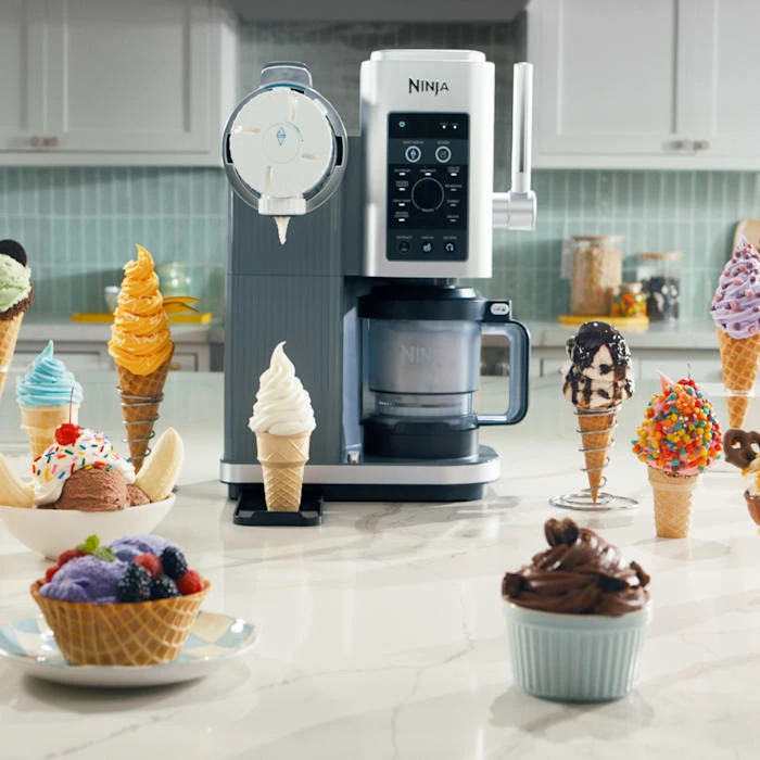 Ledų gaminimo aparatas Ninja CREAMi Scoop & Swirl NC701, sidabrinės spalvos aprašymas - Prekės nuotrauka