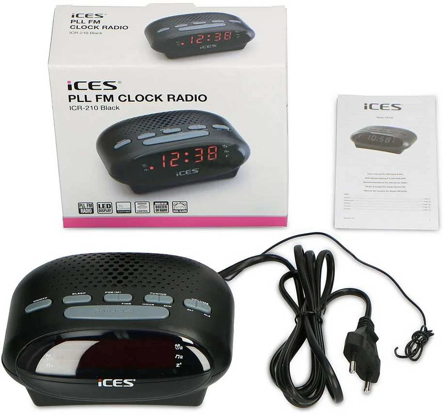 LENCO ICR-210 FM-Uhrenradio & Radiowecker. juodas