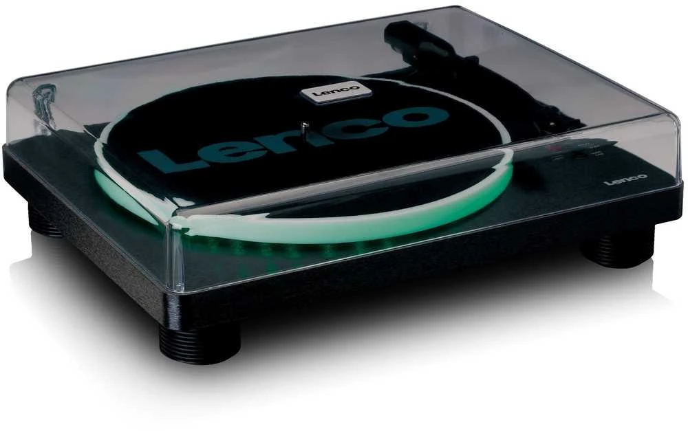 Patefonas Lenco LS-50LED, su spalvotu apšvietimu, juodas