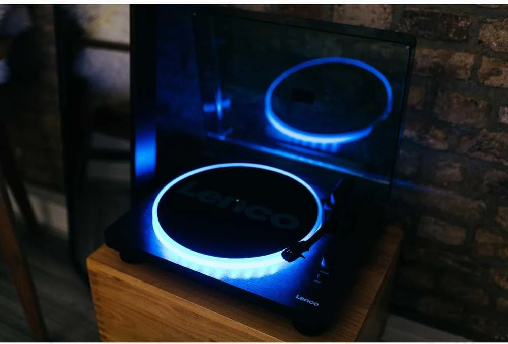 Patefonas Lenco LS-50LED, su spalvotu apšvietimu, juodas