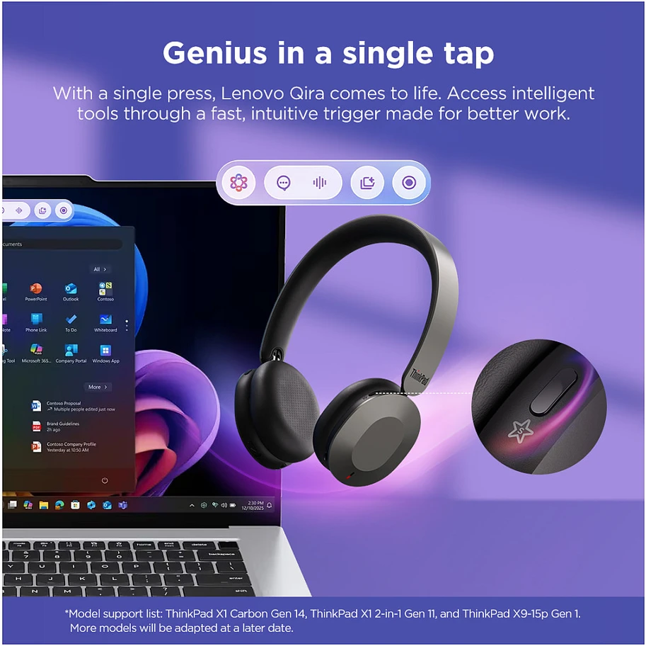 Lenovo | Ausinės | ThinkPad Dual-Mode 8550 | Su mikrofonu | ANC | Juodas